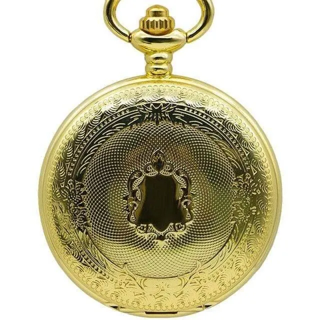 Vintage Retro Kupfer Uhr Männer Legierung mechanische Taschenuhr mit Metallkette Steampunk Uhr Roman PJX1040
