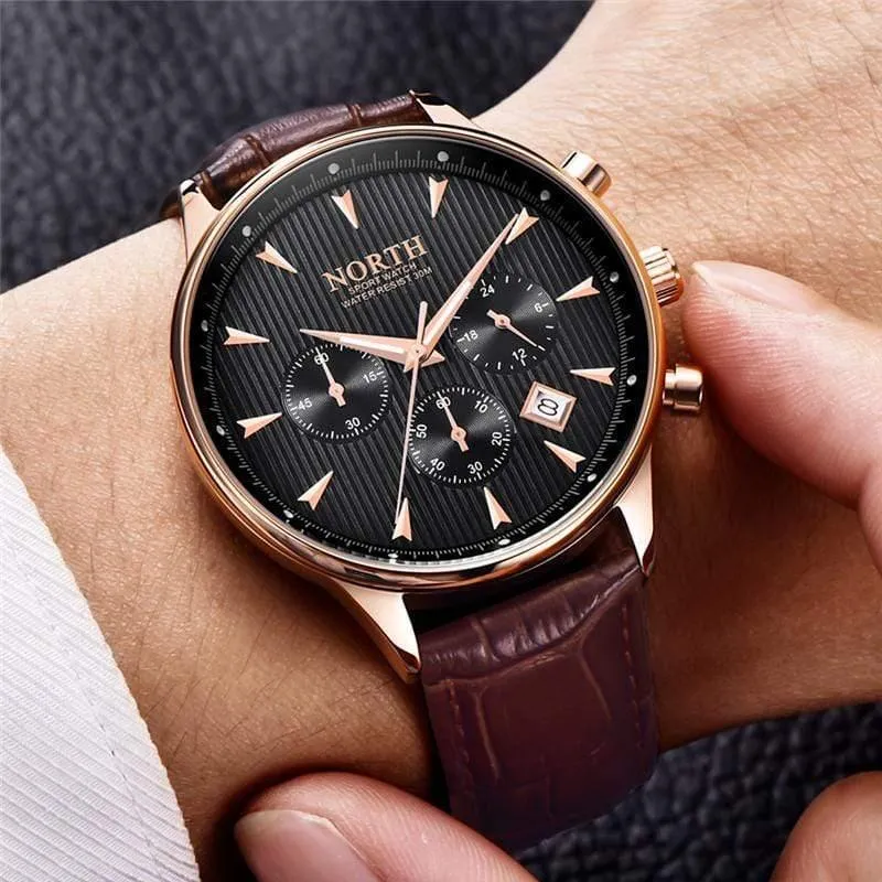 Herrenuhren Auto Datum Chronograph Quarzuhr Herren Gold Casual Sport Militär Armbanduhr