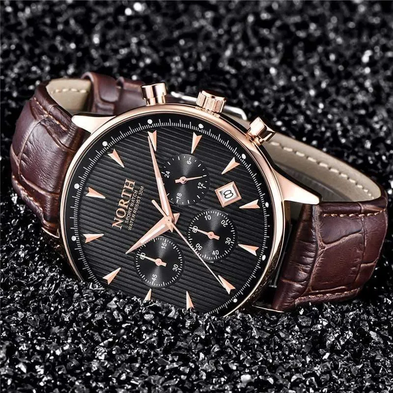 Herrenuhren Auto Datum Chronograph Quarzuhr Herren Gold Casual Sport Militär Armbanduhr