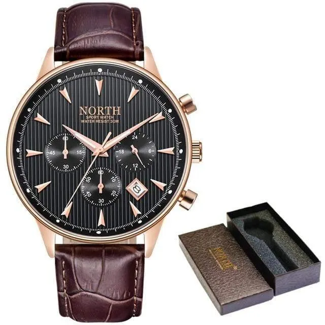 Herrenuhren Auto Datum Chronograph Quarzuhr Herren Gold Casual Sport Militär Armbanduhr