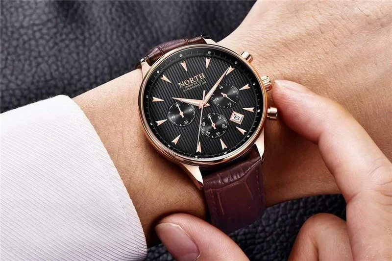 Herrenuhren Auto Datum Chronograph Quarzuhr Herren Gold Casual Sport Militär Armbanduhr