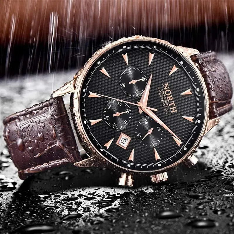 Herrenuhren Auto Datum Chronograph Quarzuhr Herren Gold Casual Sport Militär Armbanduhr