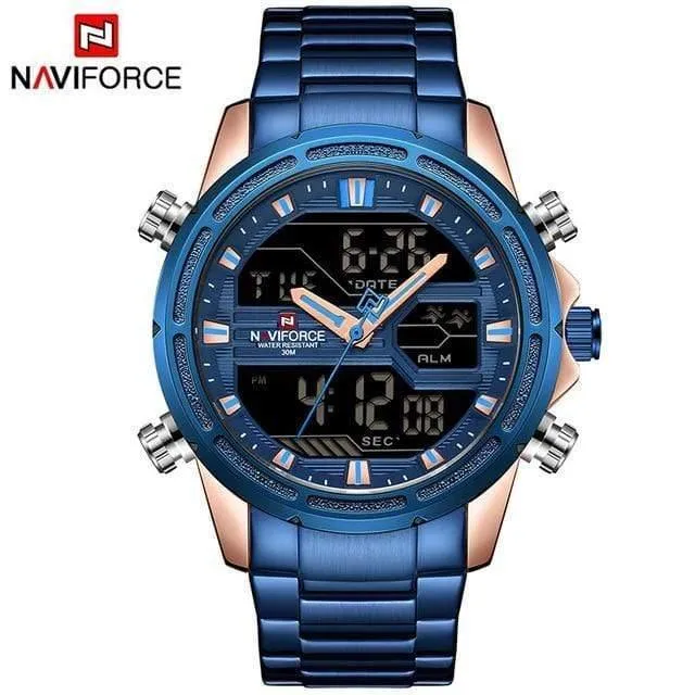Männer Luxus Top Marke Naviforce LED Männer Sportuhren Wasserdicht Voller Stahl Quarz Herrenuhr Relogio Masculino