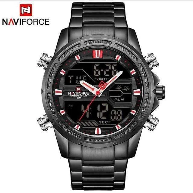 Männer Luxus Top Marke Naviforce LED Männer Sportuhren Wasserdicht Voller Stahl Quarz Herrenuhr Relogio Masculino
