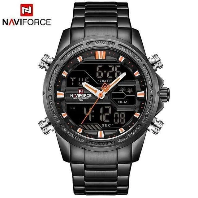Männer Luxus Top Marke Naviforce LED Männer Sportuhren Wasserdicht Voller Stahl Quarz Herrenuhr Relogio Masculino
