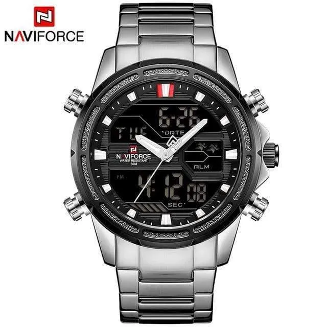 Männer Luxus Top Marke Naviforce LED Männer Sportuhren Wasserdicht Voller Stahl Quarz Herrenuhr Relogio Masculino