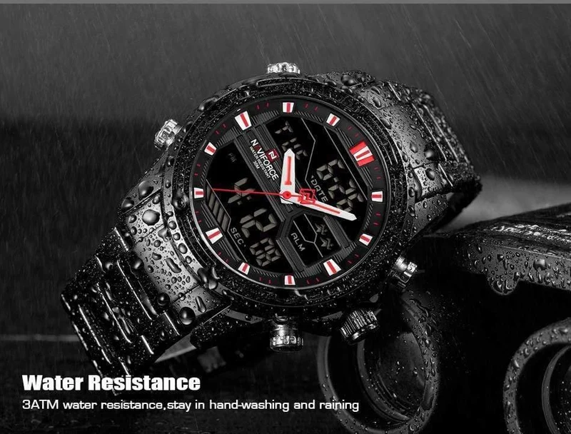 Männer Luxus Top Marke Naviforce LED Männer Sportuhren Wasserdicht Voller Stahl Quarz Herrenuhr Relogio Masculino