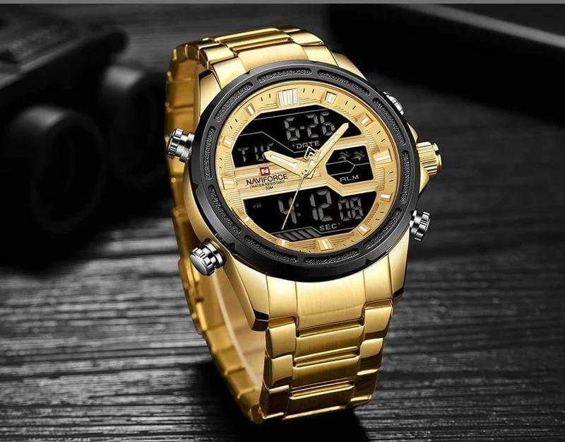 Männer Luxus Top Marke Naviforce LED Männer Sportuhren Wasserdicht Voller Stahl Quarz Herrenuhr Relogio Masculino