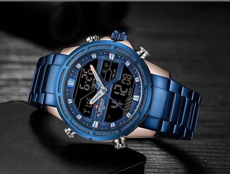 Männer Luxus Top Marke Naviforce LED Männer Sportuhren Wasserdicht Voller Stahl Quarz Herrenuhr Relogio Masculino