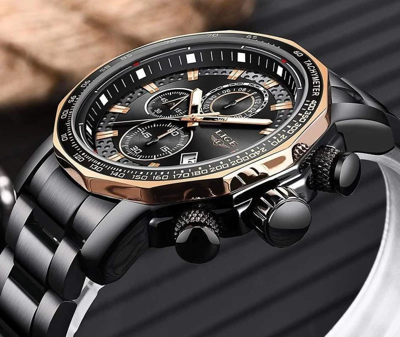 Sport Chronograph Herrenuhren Top-Marke Luxus Voller Stahl Quarzuhr Wasserdicht Große Zifferblatt Uhr Männer