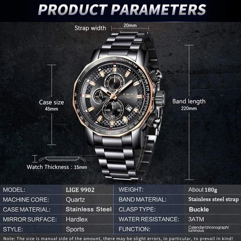 Sport Chronograph Herrenuhren Top-Marke Luxus Voller Stahl Quarzuhr Wasserdicht Große Zifferblatt Uhr Männer
