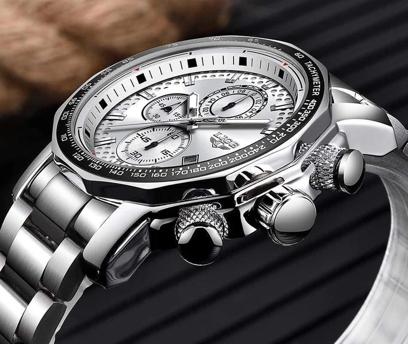 Sport Chronograph Herrenuhren Top-Marke Luxus Voller Stahl Quarzuhr Wasserdicht Große Zifferblatt Uhr Männer