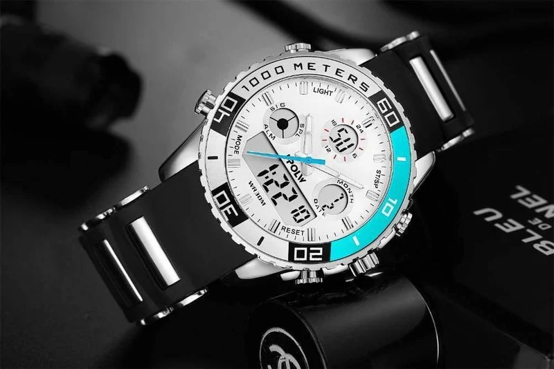 Sportuhren Wasserdicht Herren Military Digital Quarzuhr Alarm Stoppuhr Dual Time Zones Brand New relogios masculinos