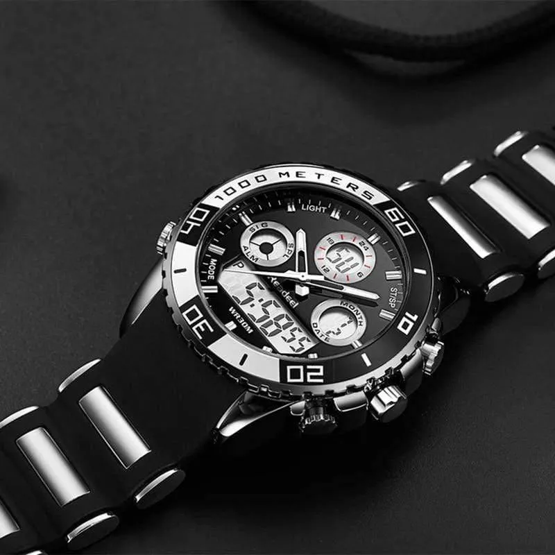 Sportuhren Wasserdicht Herren Military Digital Quarzuhr Alarm Stoppuhr Dual Time Zones Brand New relogios masculinos