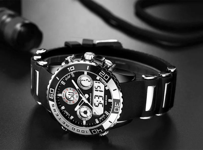 Sportuhren Wasserdicht Herren Military Digital Quarzuhr Alarm Stoppuhr Dual Time Zones Brand New relogios masculinos