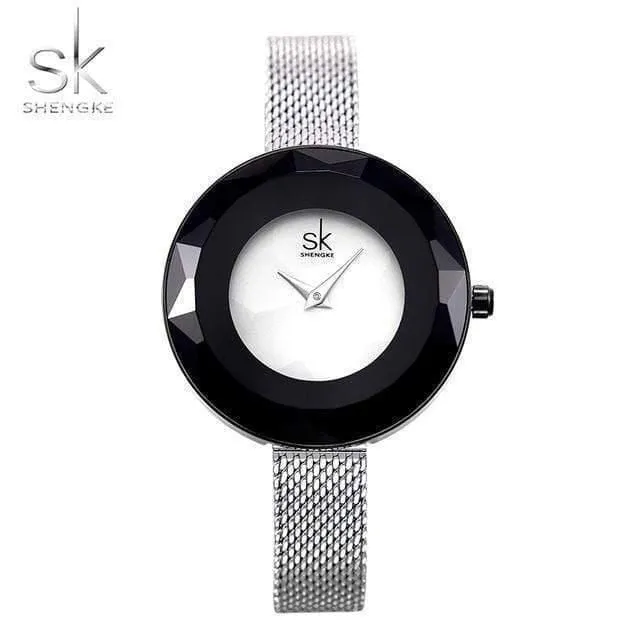 Damenuhr Prism Fac Gold Stahl Mesh Quarz Damenuhren Top-Marke Uhr Relogio feminino