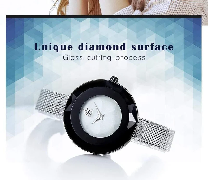 Damenuhr Prism Fac Gold Stahl Mesh Quarz Damenuhren Top-Marke Uhr Relogio feminino
