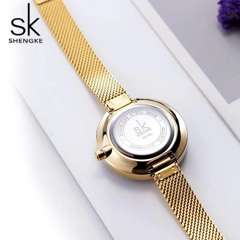Damenuhr Prism Fac Gold Stahl Mesh Quarz Damenuhren Top-Marke Uhr Relogio feminino