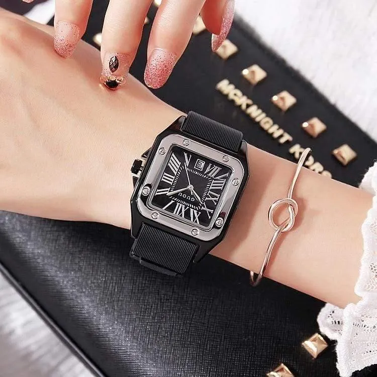 Frauen Uhren Dame Luxus Armbanduhren Gummi Silikon Kleid Uhr Quadrat Quarz Kleid Geschenk Student Uhren