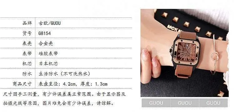 Frauen Uhren Dame Luxus Armbanduhren Gummi Silikon Kleid Uhr Quadrat Quarz Kleid Geschenk Student Uhren