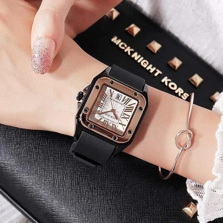 Frauen Uhren Dame Luxus Armbanduhren Gummi Silikon Kleid Uhr Quadrat Quarz Kleid Geschenk Student Uhren