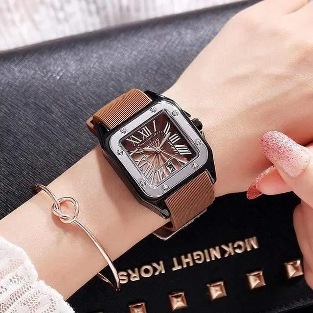 Frauen Uhren Dame Luxus Armbanduhren Gummi Silikon Kleid Uhr Quadrat Quarz Kleid Geschenk Student Uhren