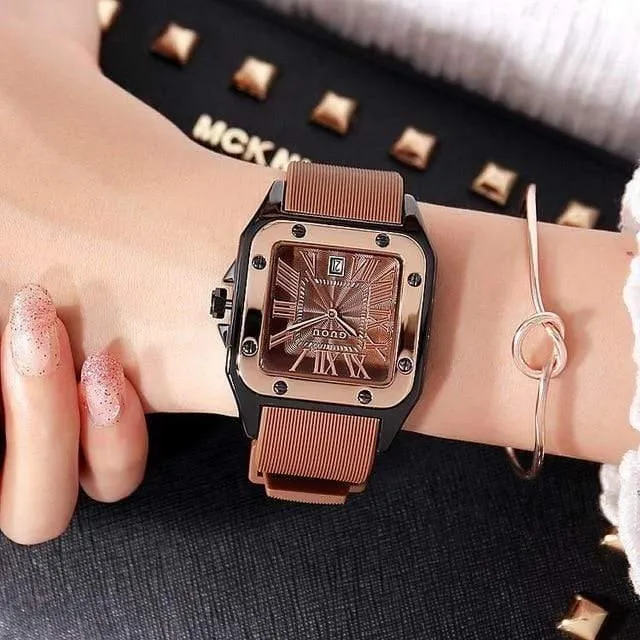 Frauen Uhren Dame Luxus Armbanduhren Gummi Silikon Kleid Uhr Quadrat Quarz Kleid Geschenk Student Uhren