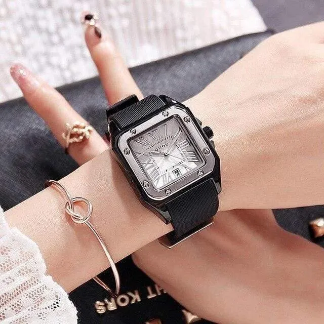 Frauen Uhren Dame Luxus Armbanduhren Gummi Silikon Kleid Uhr Quadrat Quarz Kleid Geschenk Student Uhren
