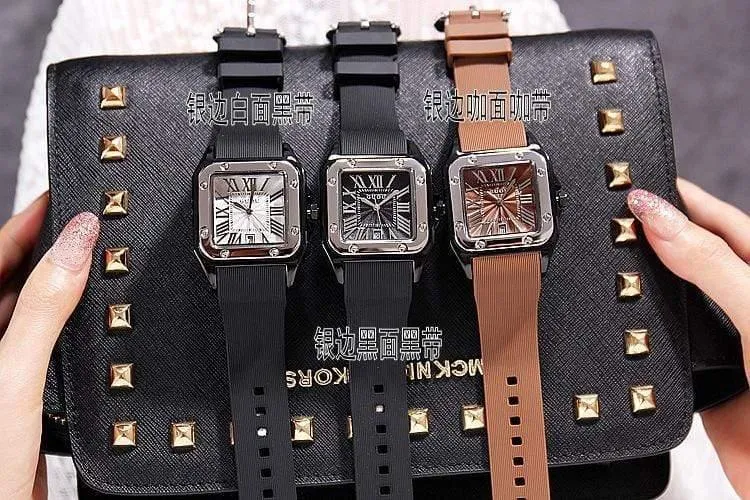 Frauen Uhren Dame Luxus Armbanduhren Gummi Silikon Kleid Uhr Quadrat Quarz Kleid Geschenk Student Uhren