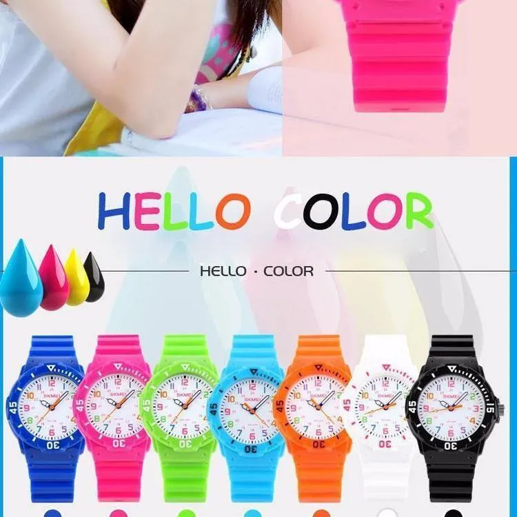 Casual Kinderuhren 5bar Wasserdichte Quarz-Armbanduhren Jelly Kids Clock Kinderuhr montre enfant 1043