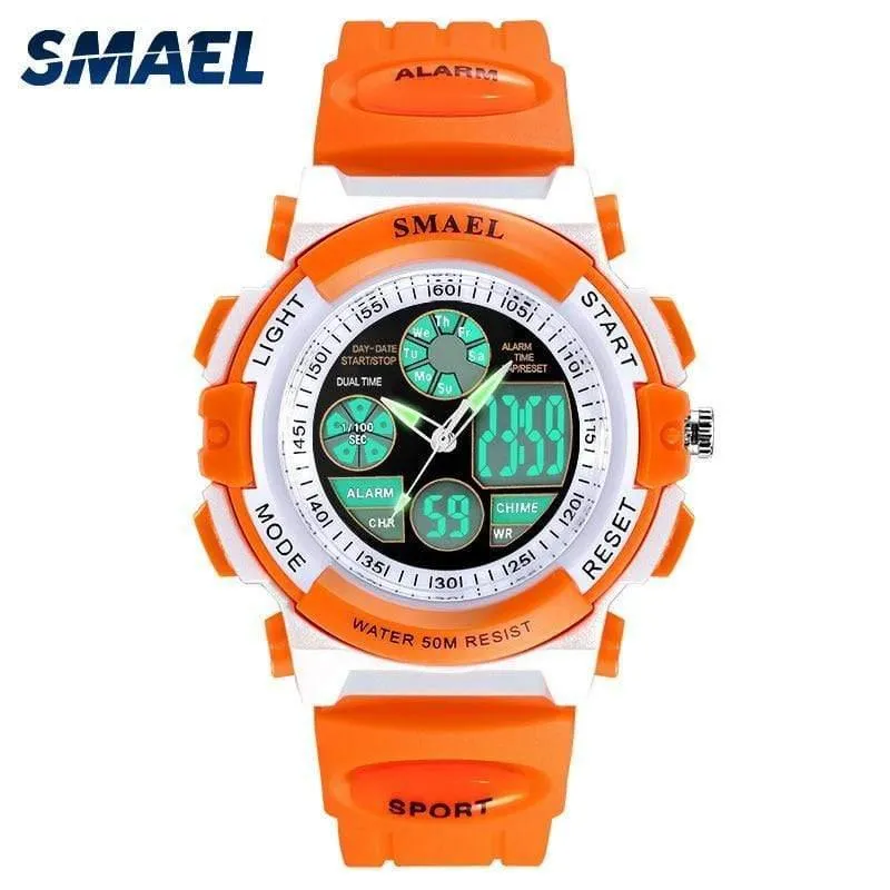 Mädchen Digital SMAEL LCD Digitaluhren Kinder 50M wasserdichte Armbanduhren 0704 LED Studentenuhren Mädchen