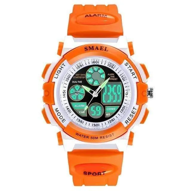 Mädchen Digital SMAEL LCD Digitaluhren Kinder 50M wasserdichte Armbanduhren 0704 LED Studentenuhren Mädchen