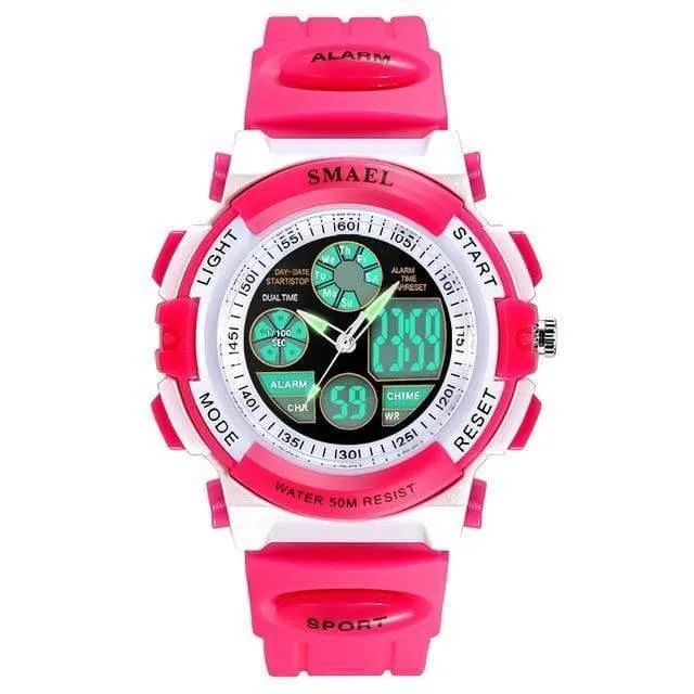 Mädchen Digital SMAEL LCD Digitaluhren Kinder 50M wasserdichte Armbanduhren 0704 LED Studentenuhren Mädchen