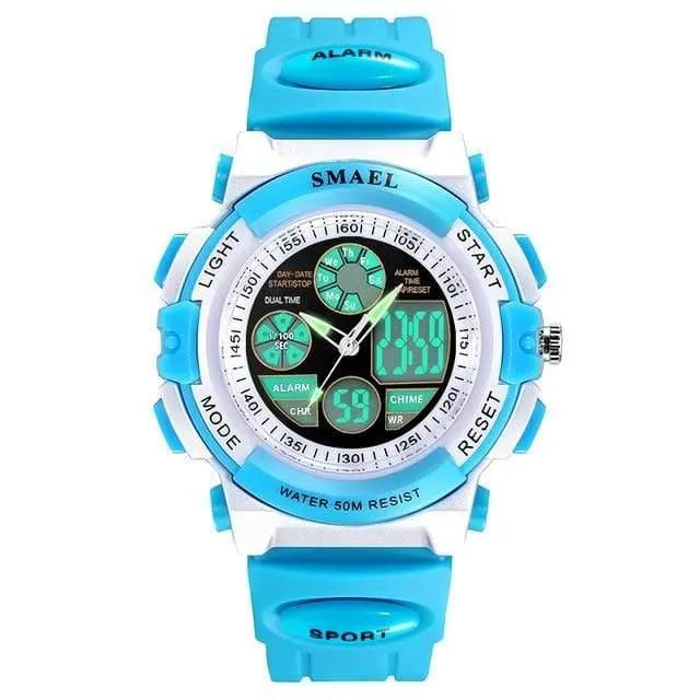 Mädchen Digital SMAEL LCD Digitaluhren Kinder 50M wasserdichte Armbanduhren 0704 LED Studentenuhren Mädchen