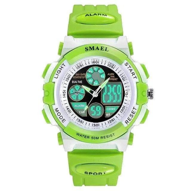 Mädchen Digital SMAEL LCD Digitaluhren Kinder 50M wasserdichte Armbanduhren 0704 LED Studentenuhren Mädchen