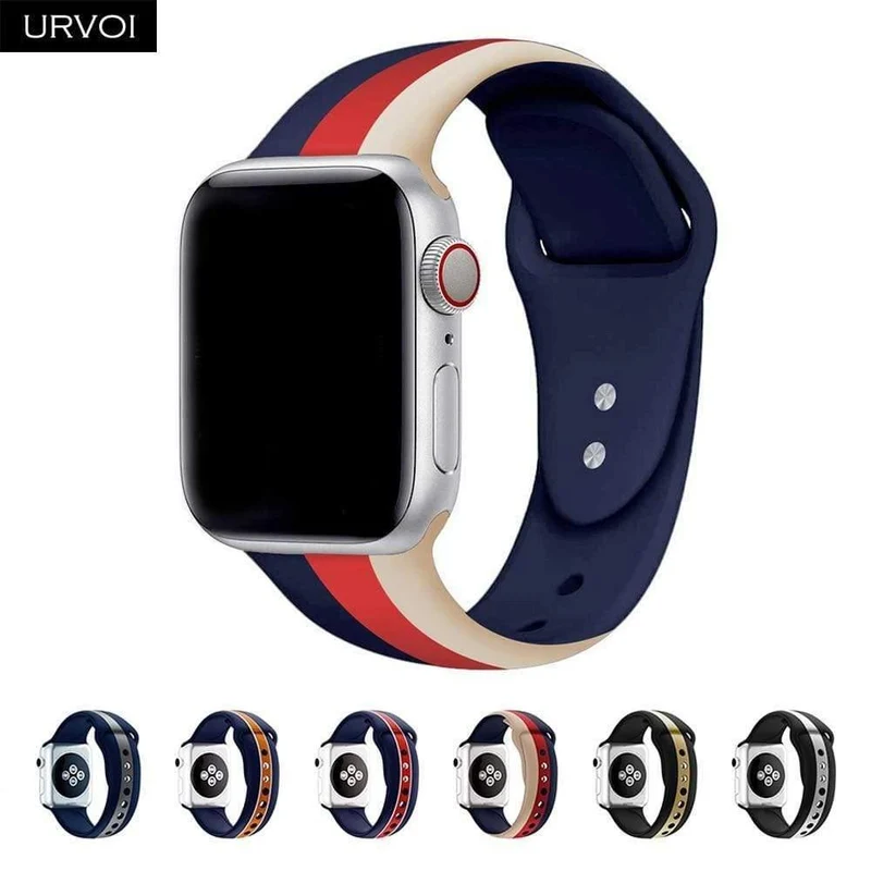 Sportarmband für Apple Watch Serie 4 3 2 1 Silikonarmband für iWatch bunt Weicher Ersatz-AW-Adapter 38 40 42 44 mm