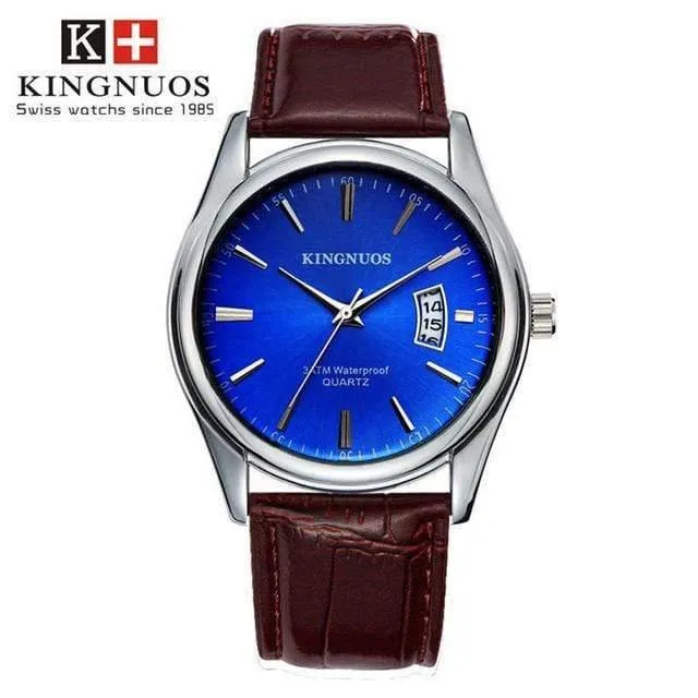Herrenuhr Mode Männlich Datum Kalender Uhr Sport Armband Wasserdicht Mann Quarz Armbanduhren KINGNUOS