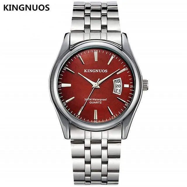Herrenuhr Mode Männlich Datum Kalender Uhr Sport Armband Wasserdicht Mann Quarz Armbanduhren KINGNUOS