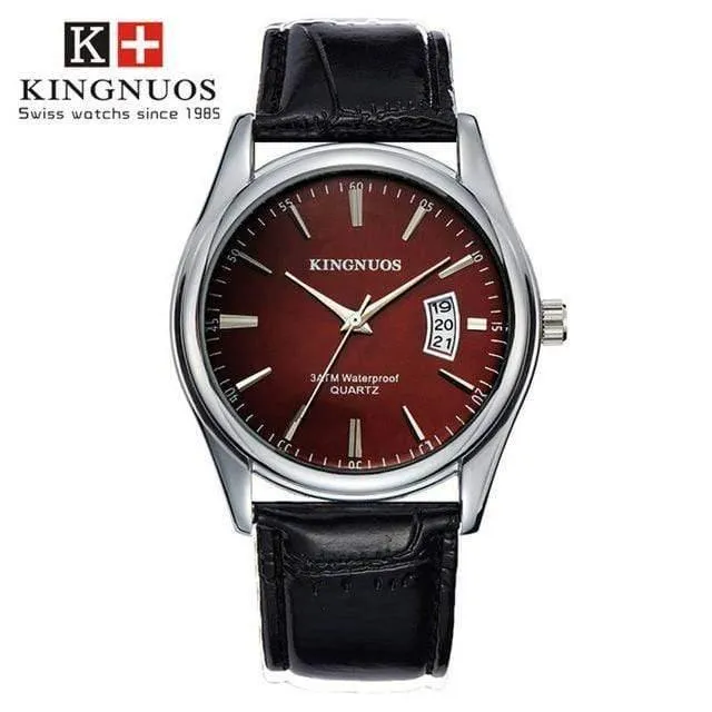 Herrenuhr Mode Männlich Datum Kalender Uhr Sport Armband Wasserdicht Mann Quarz Armbanduhren KINGNUOS