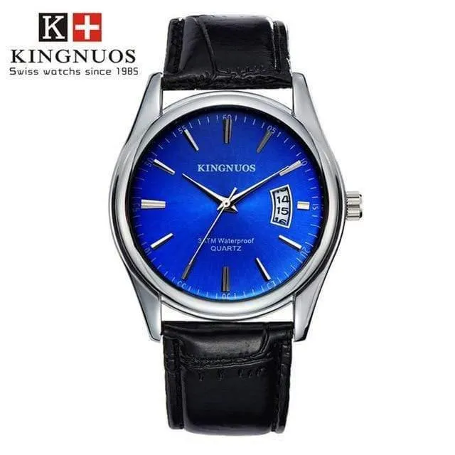 Herrenuhr Mode Männlich Datum Kalender Uhr Sport Armband Wasserdicht Mann Quarz Armbanduhren KINGNUOS