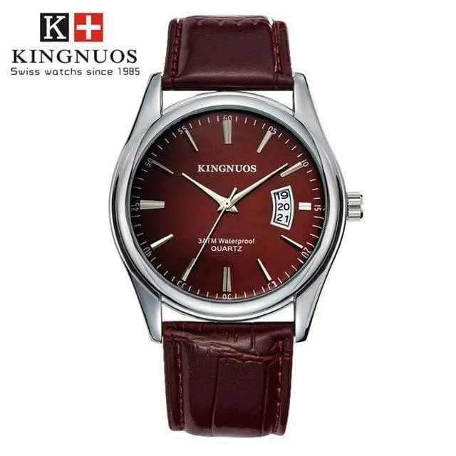 Herrenuhr Mode Männlich Datum Kalender Uhr Sport Armband Wasserdicht Mann Quarz Armbanduhren KINGNUOS