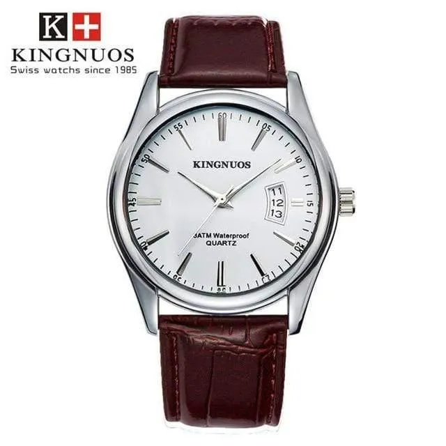 Herrenuhr Mode Männlich Datum Kalender Uhr Sport Armband Wasserdicht Mann Quarz Armbanduhren KINGNUOS