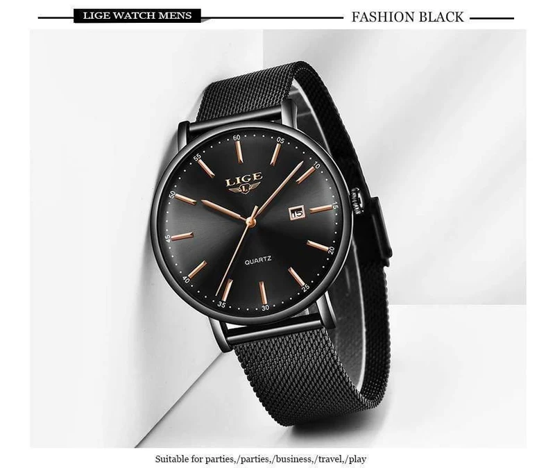 Herrenuhren Top-Marke Luxus Sportuhr Ultradünne Mesh Beiläufige Wasserdichte Quarzuhr Männer Blaue Uhr Relogio Masculino