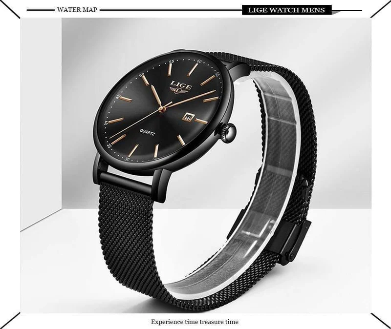 Herrenuhren Top-Marke Luxus Sportuhr Ultradünne Mesh Beiläufige Wasserdichte Quarzuhr Männer Blaue Uhr Relogio Masculino