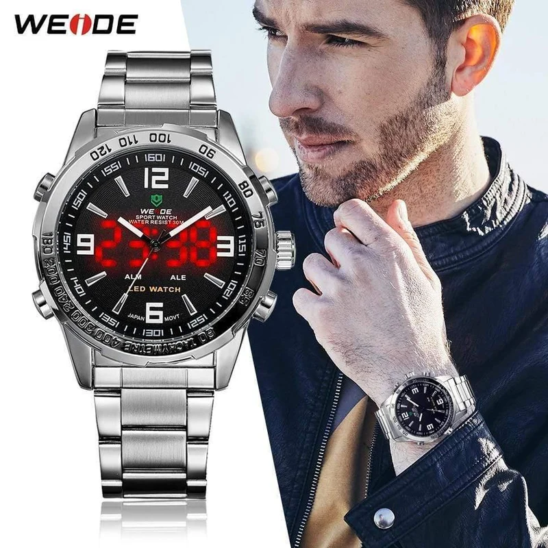 Herrenuhren LED Digital Quarz Stunde Business Schwarzes Zifferblatt Armbanduhr Wasserdichte Uhr Militär Armee Relogio Masculino