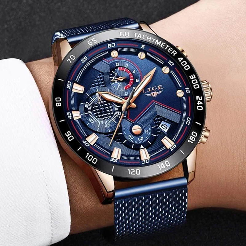 Casual Mesh Gürtel Mode Quarz Gold Uhr Herren Uhren Top Brand Luxus Wasserdichte Uhr Relogio Masculino