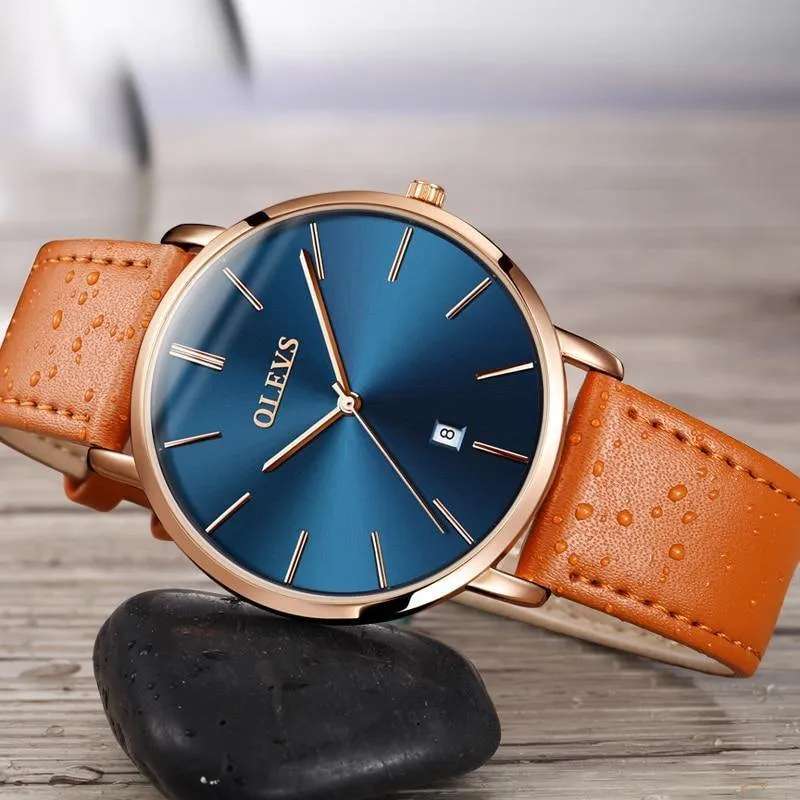 Männer Uhren Luxus Quarz Echtes Leder Armband Minimalistischen Armbanduhren Wasserdicht Hohe Qualität Relogio