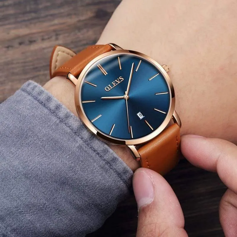 Männer Uhren Luxus Quarz Echtes Leder Armband Minimalistischen Armbanduhren Wasserdicht Hohe Qualität Relogio