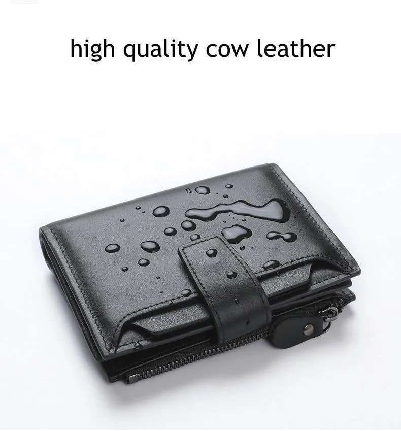 Männer Brieftaschen Aus Echtem Leder Kuh Leder Hohe Qualität Geldbörse 2019 Mode Karte Halter Mann Zipper Geldbörsen Kurze