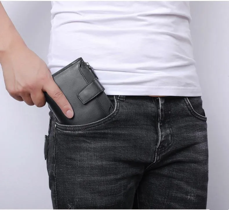Männer Brieftaschen Aus Echtem Leder Kuh Leder Hohe Qualität Geldbörse 2019 Mode Karte Halter Mann Zipper Geldbörsen Kurze